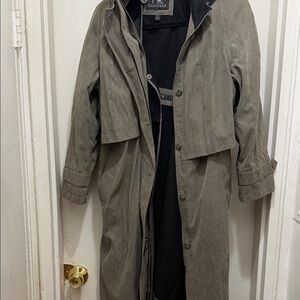 Rainwear Long Trench Coat in Slate Gray